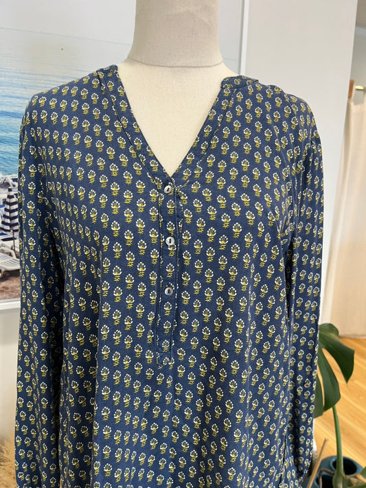 [SALE] Esprit Shirt 12 Navy blue with yellow and white pattern