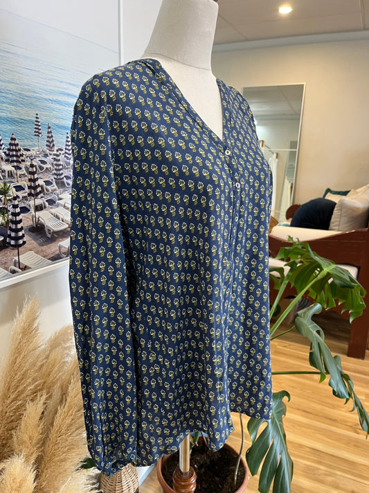 [SALE] Esprit Shirt 12 Navy blue with yellow and white pattern