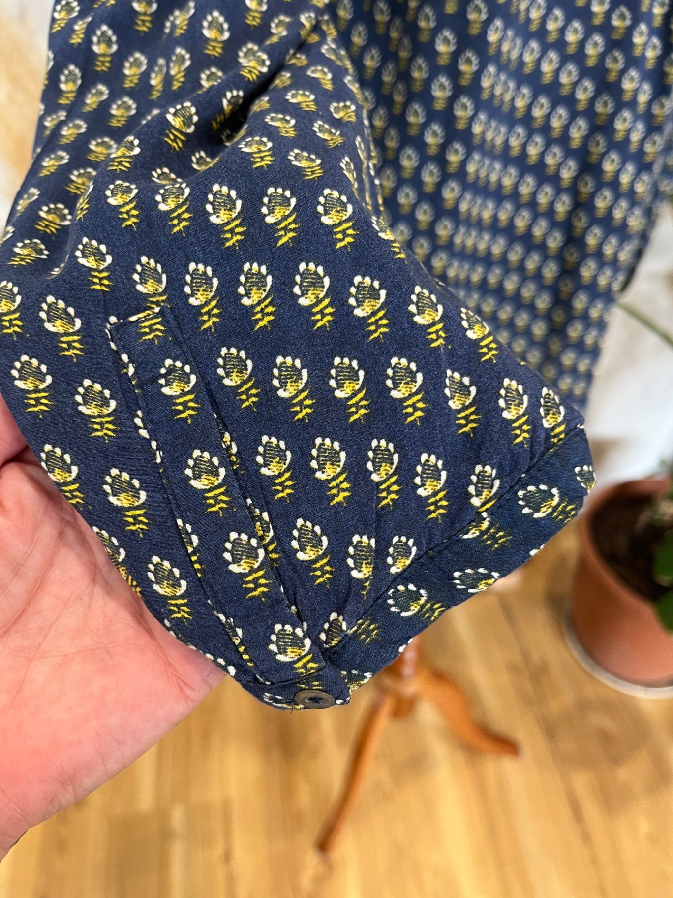 [SALE] Esprit Shirt 12 Navy blue with yellow and white pattern
