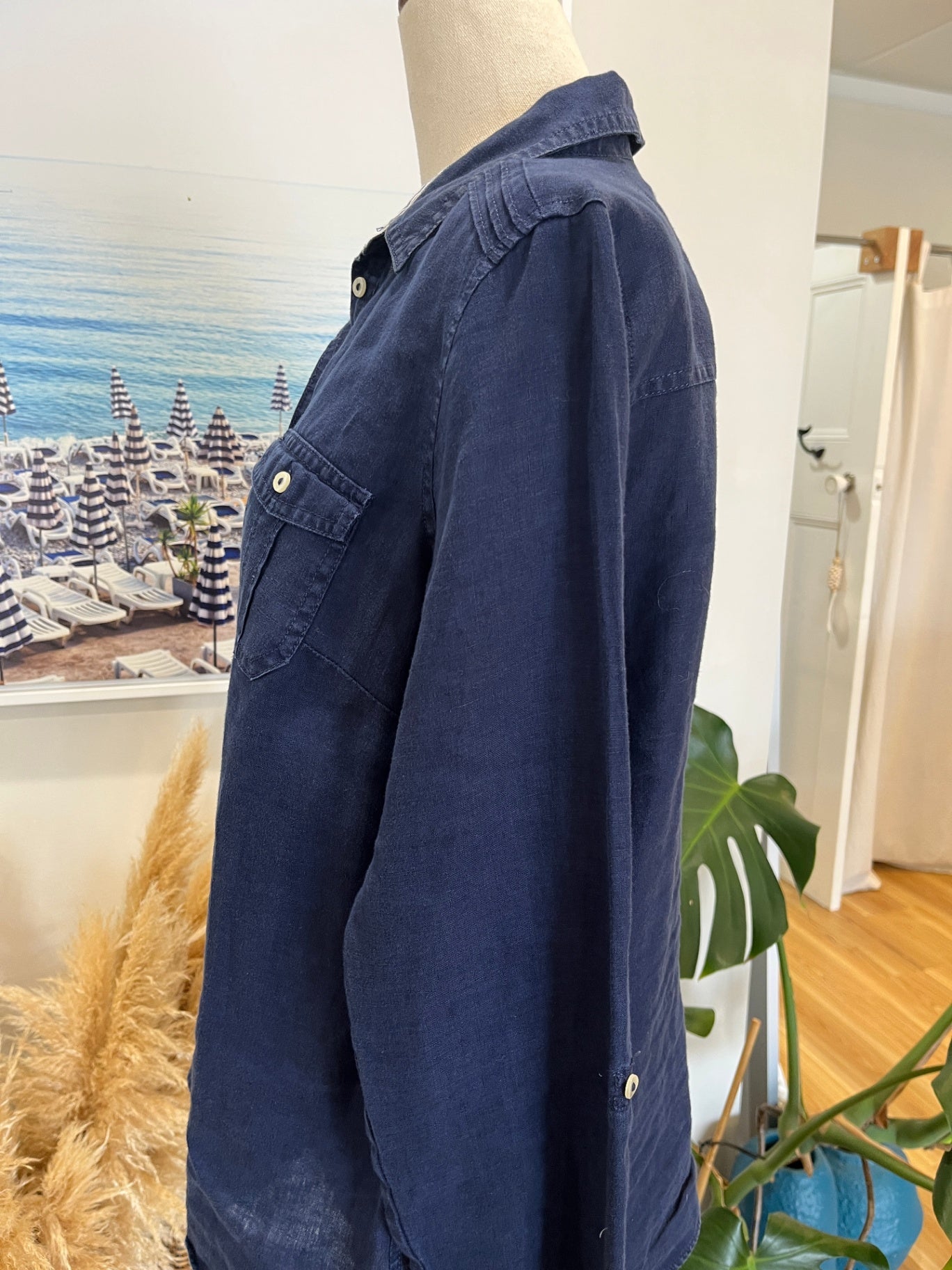 [SALE] Love Linen Shirt L Dark Blue
