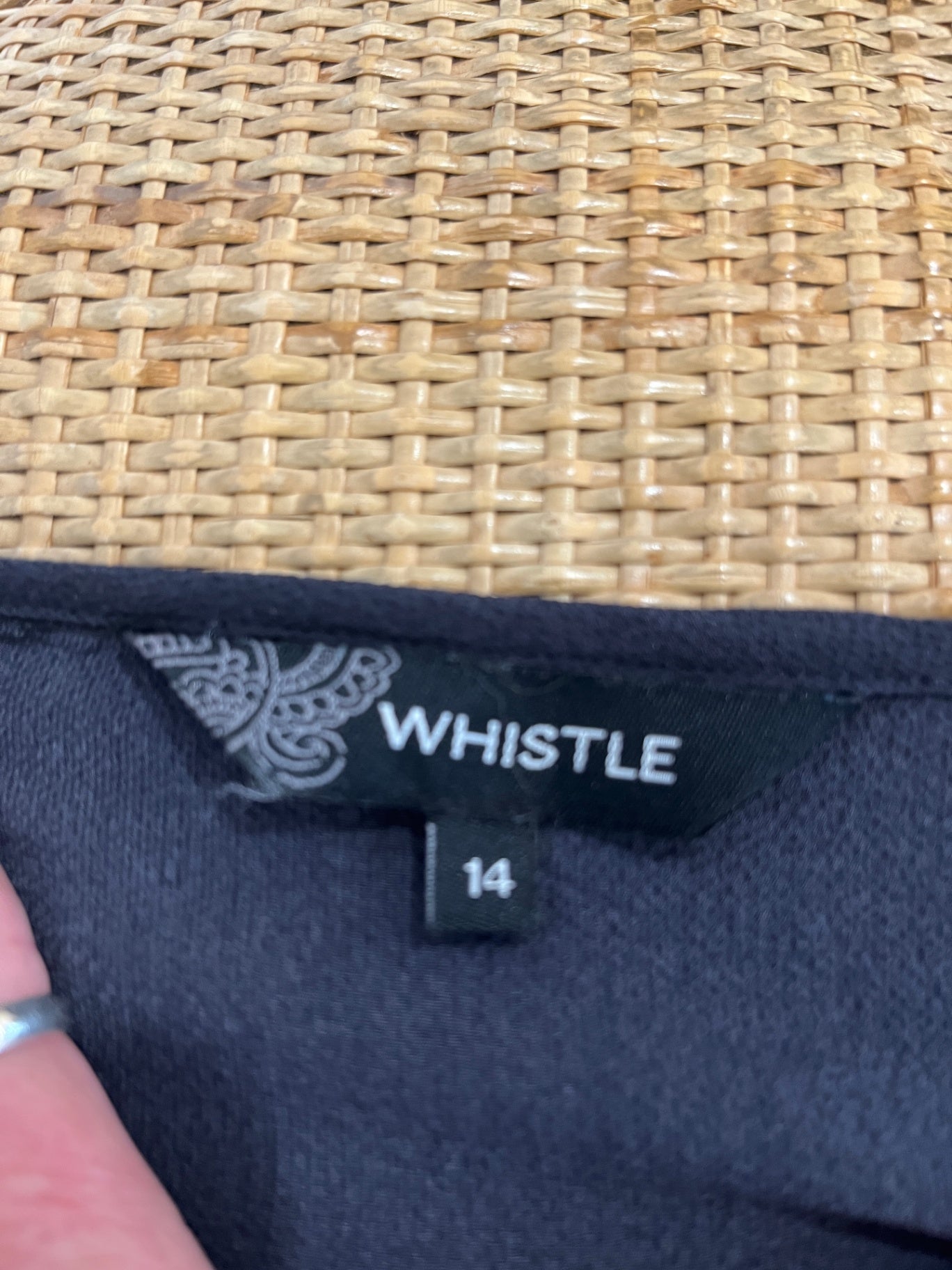 [SALE] Whistle Dress Navy blue with white polka dots