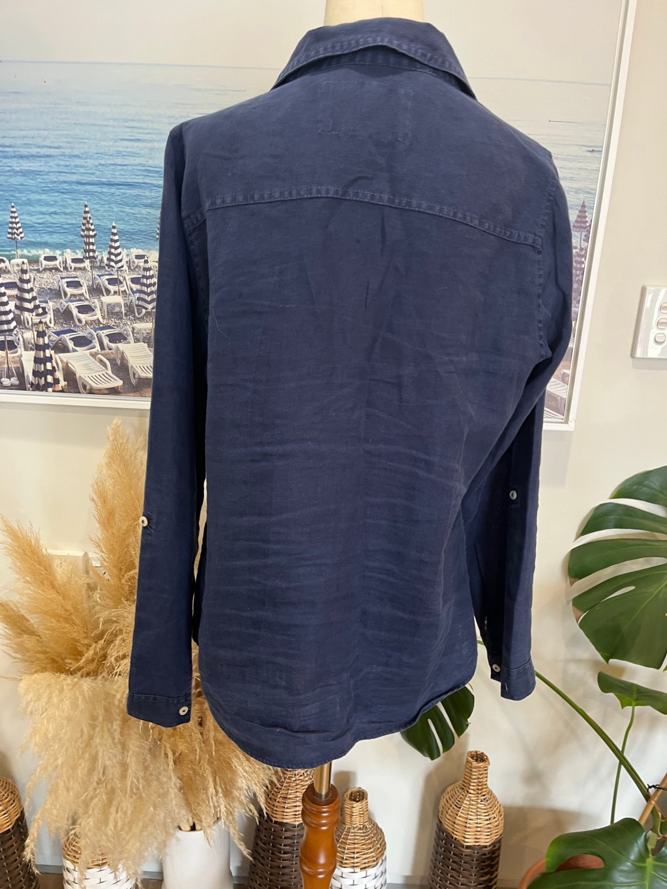 [SALE] Love Linen Shirt L Dark Blue