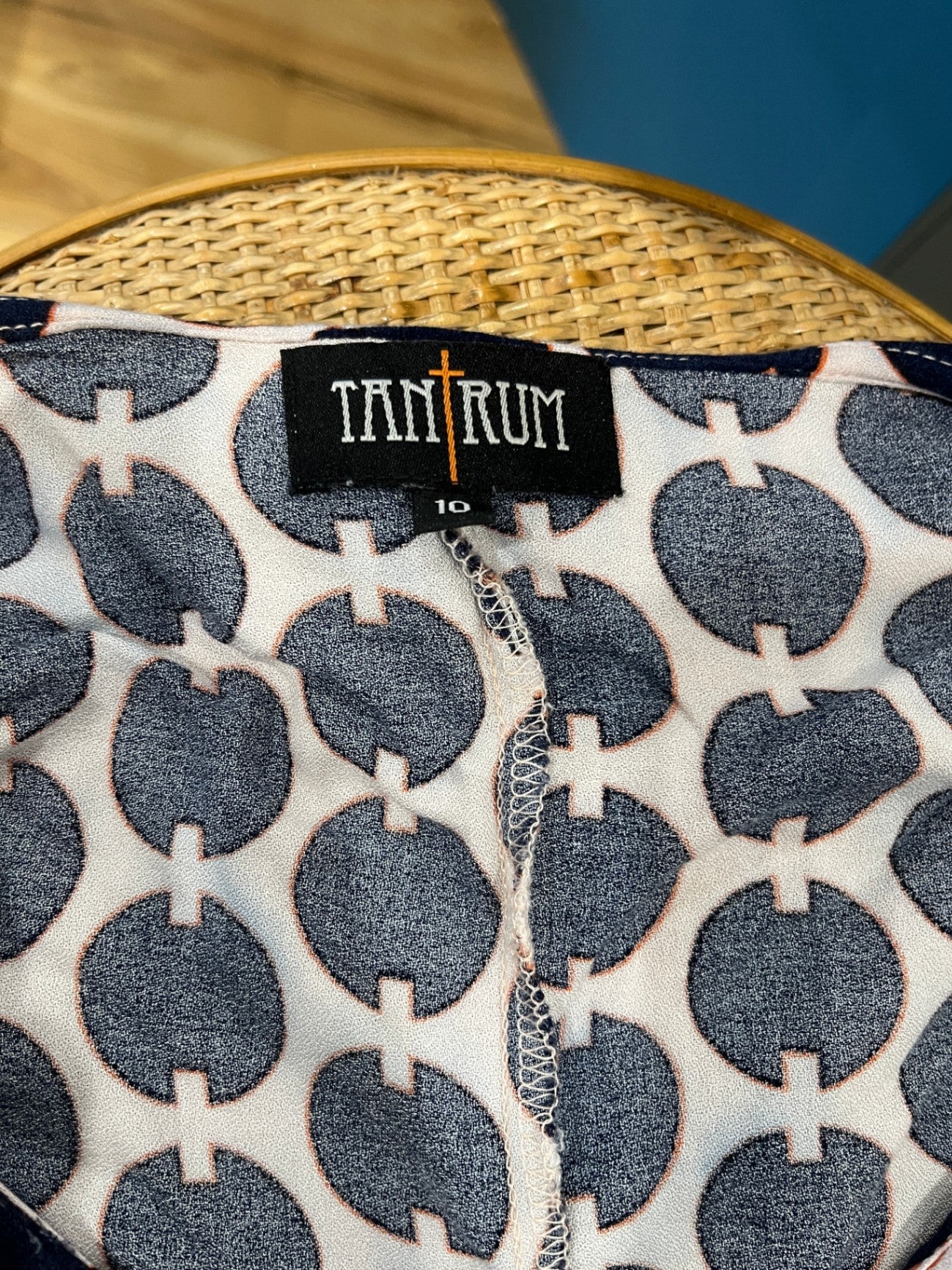 TANTRUM Top 10 Pink and navy with a geometric pattern