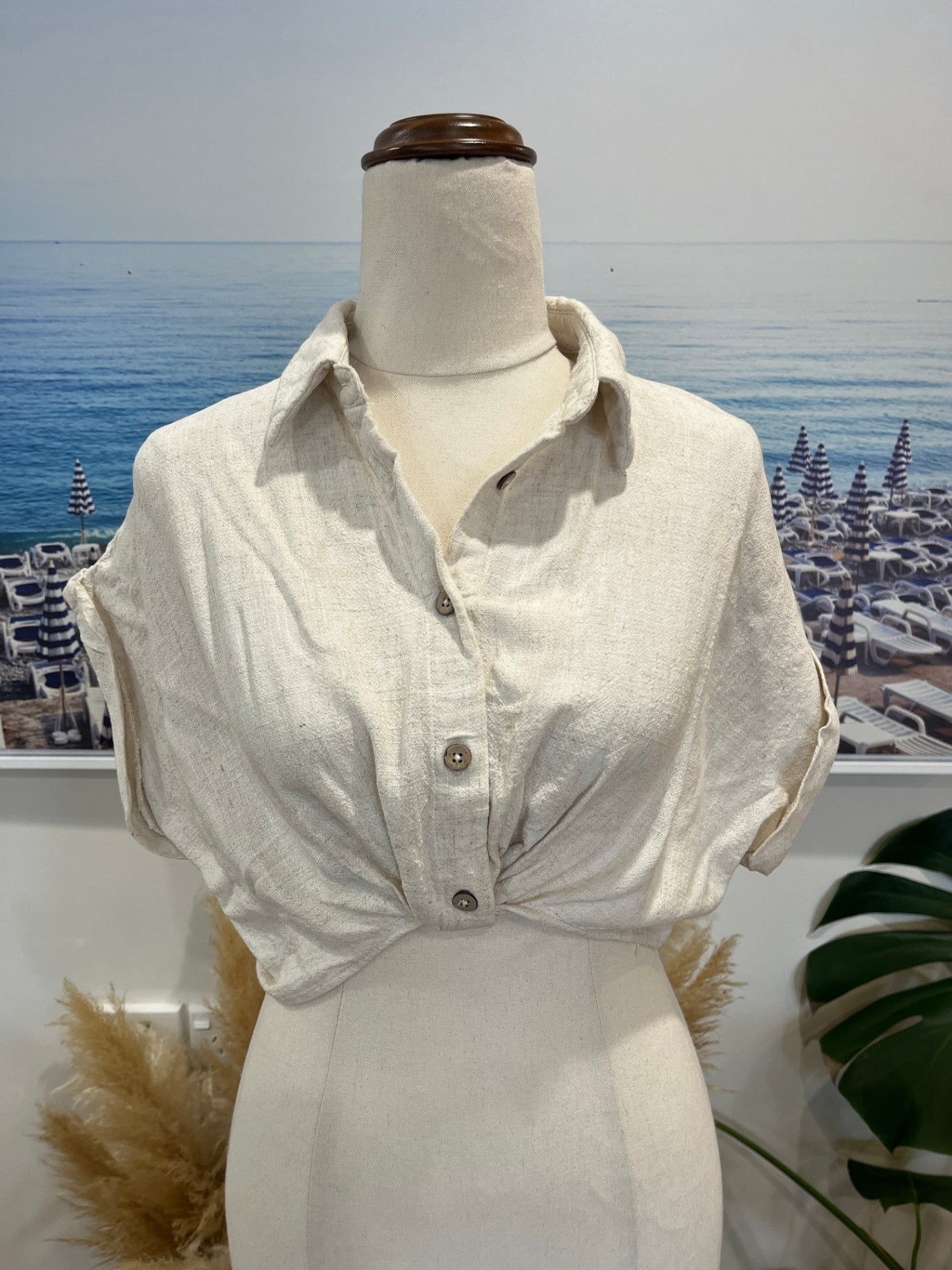 Mahina Crop Top Small Beige