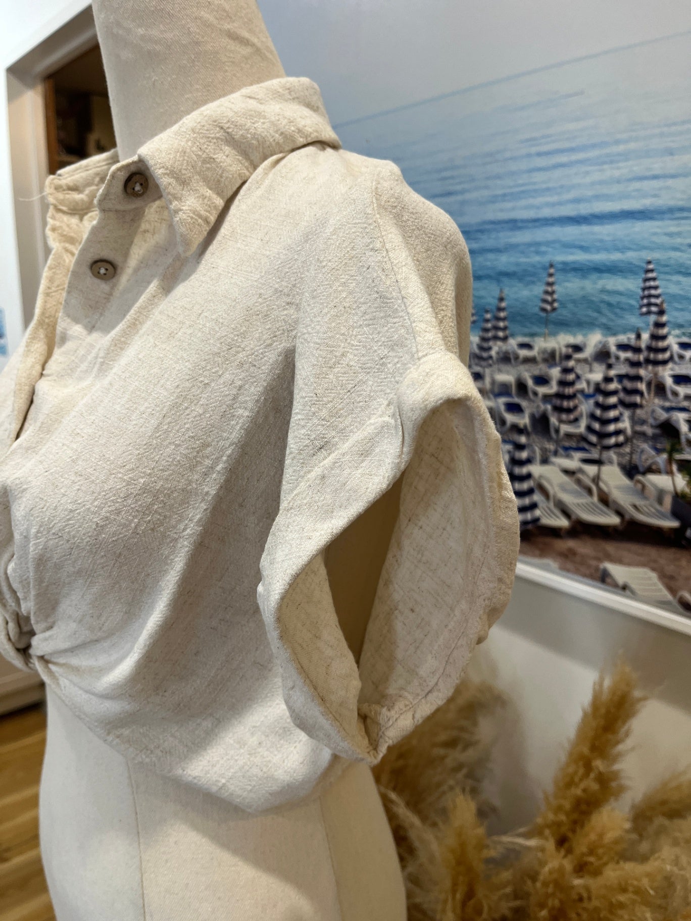 Mahina Crop Top Small Beige