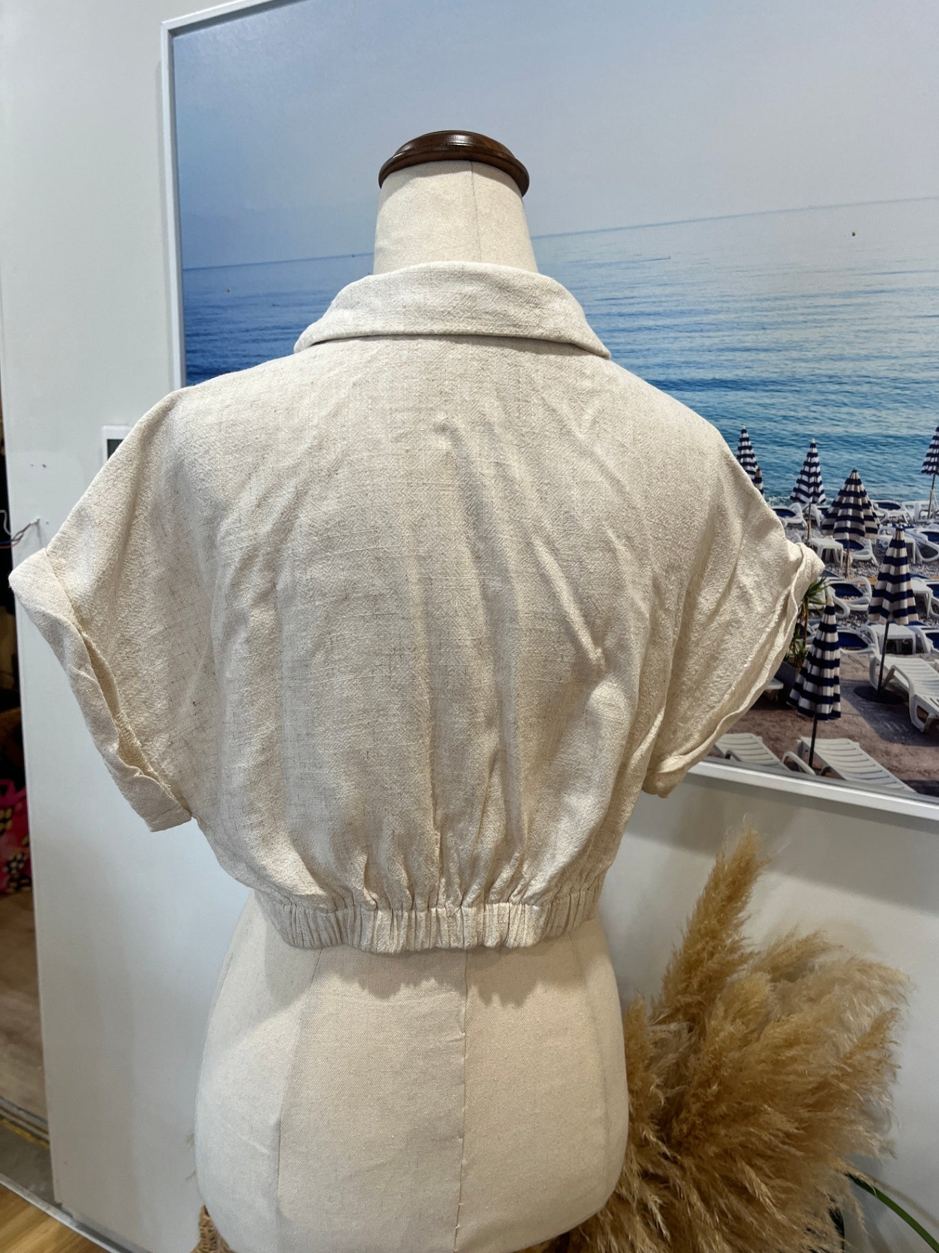 Mahina Crop Top Small Beige