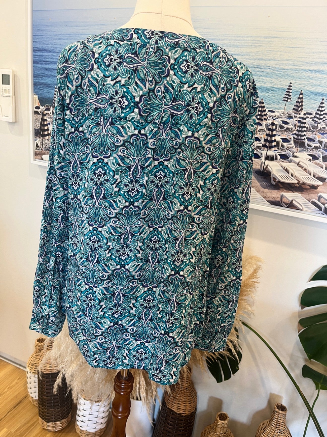 Just Jeans Blouse Blue/Green Paisley Size 10