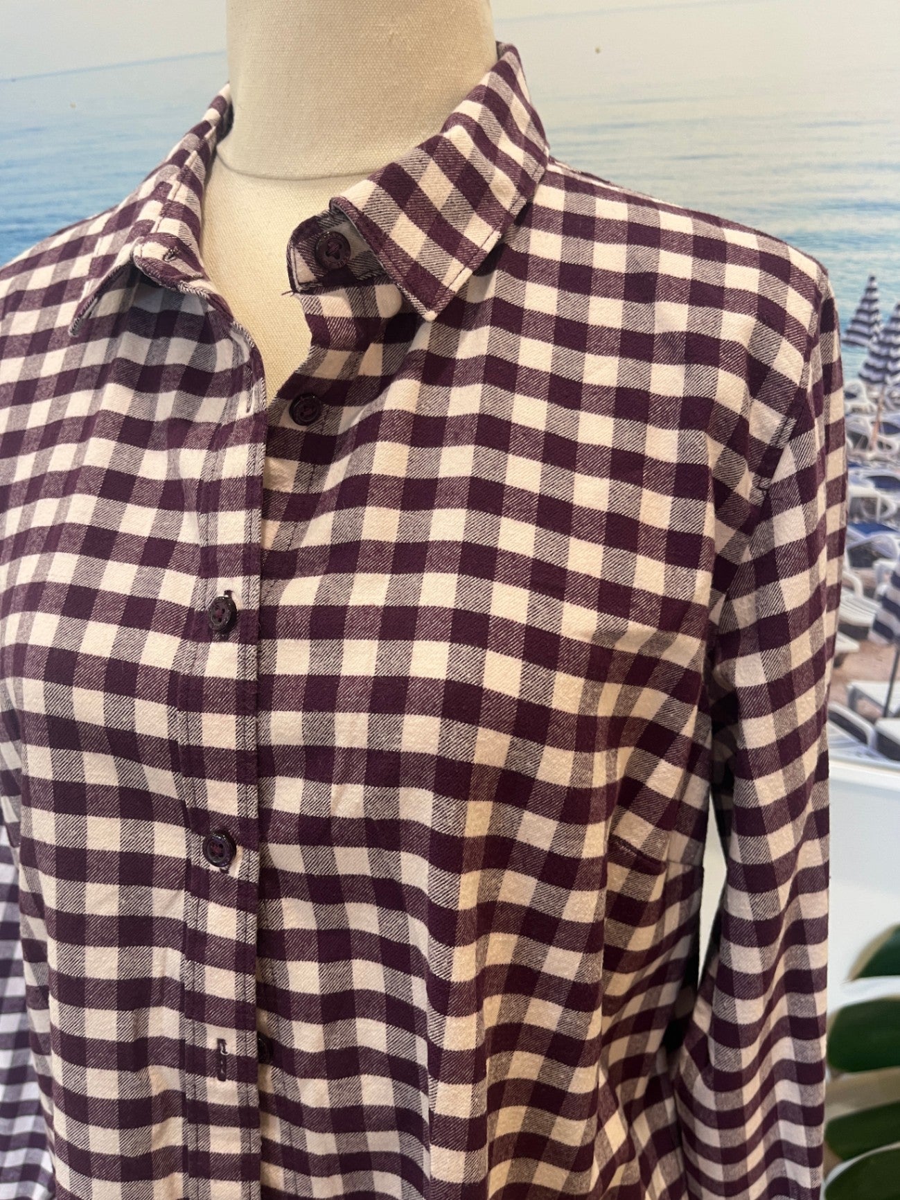 ORVIS Flannel Shirt Plum/Cream Gingnam