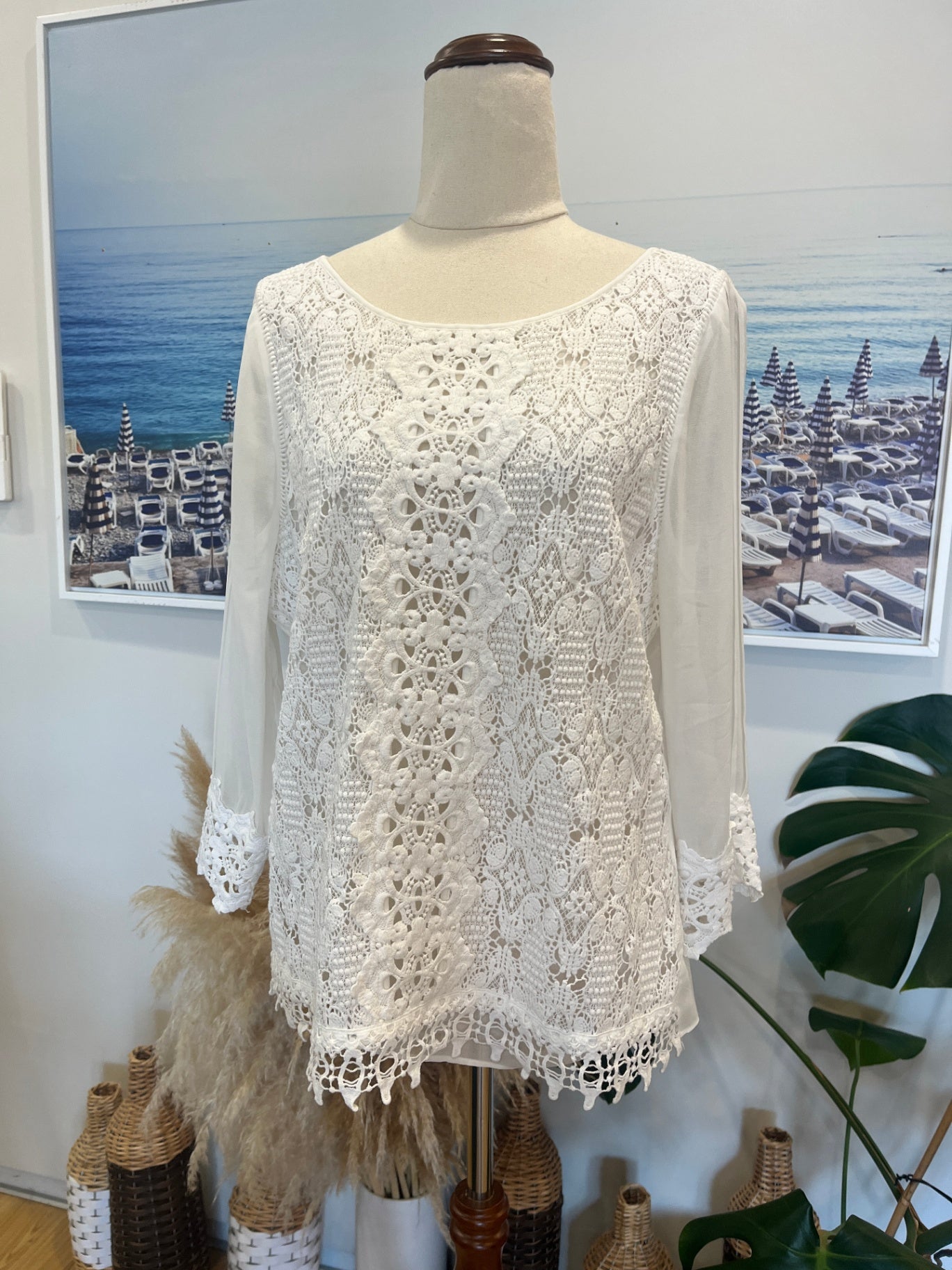Mint Velvet 3/4 Sleeve Blouse 12 Cream
