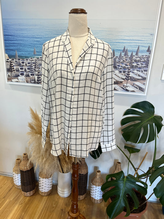 [SALE] SPORTSCRAFT Shirt White with Black Checkered Pattern Size 10