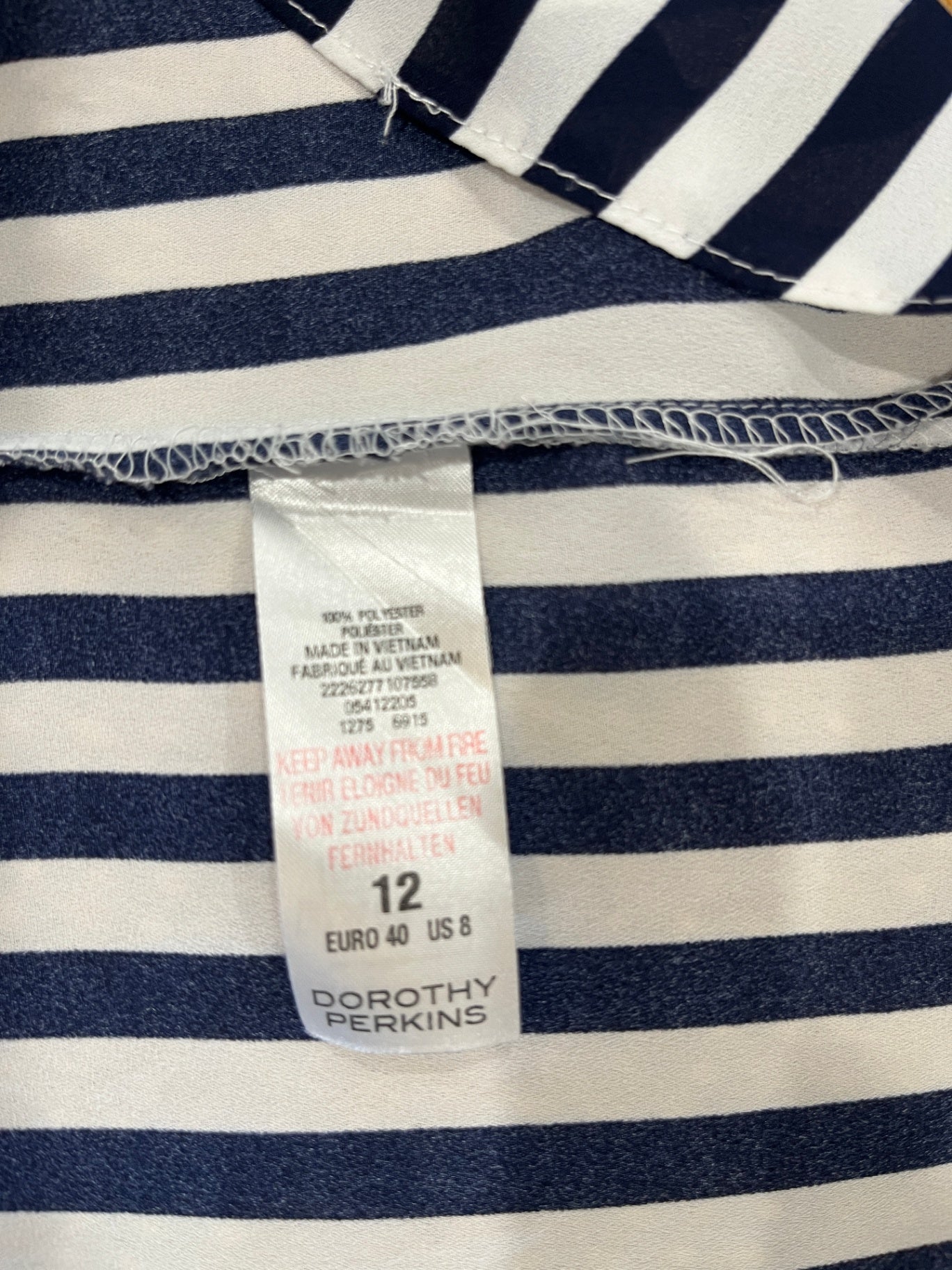 Dorothy Perkins Blouse 12 Navy blue and white