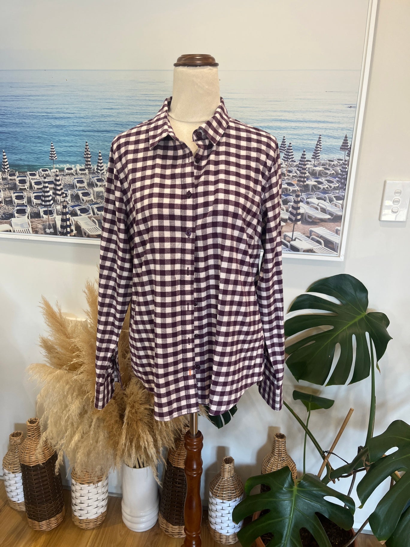 ORVIS Flannel Shirt Plum/Cream Gingnam