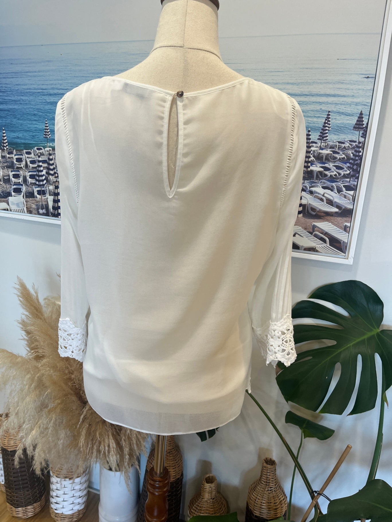 Mint Velvet 3/4 Sleeve Blouse 12 Cream