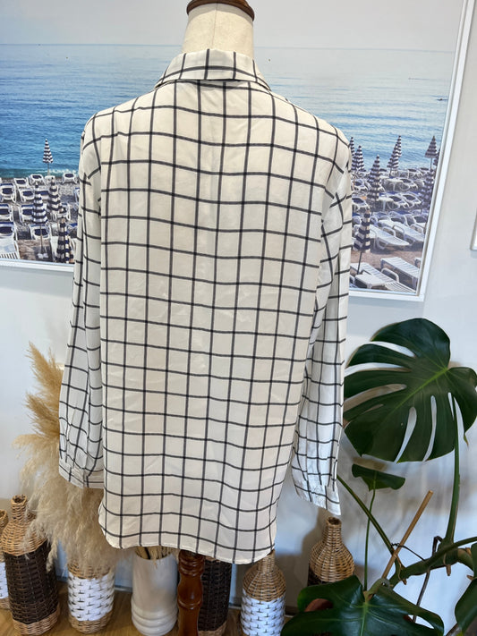 [SALE] SPORTSCRAFT Shirt White with Black Checkered Pattern Size 10