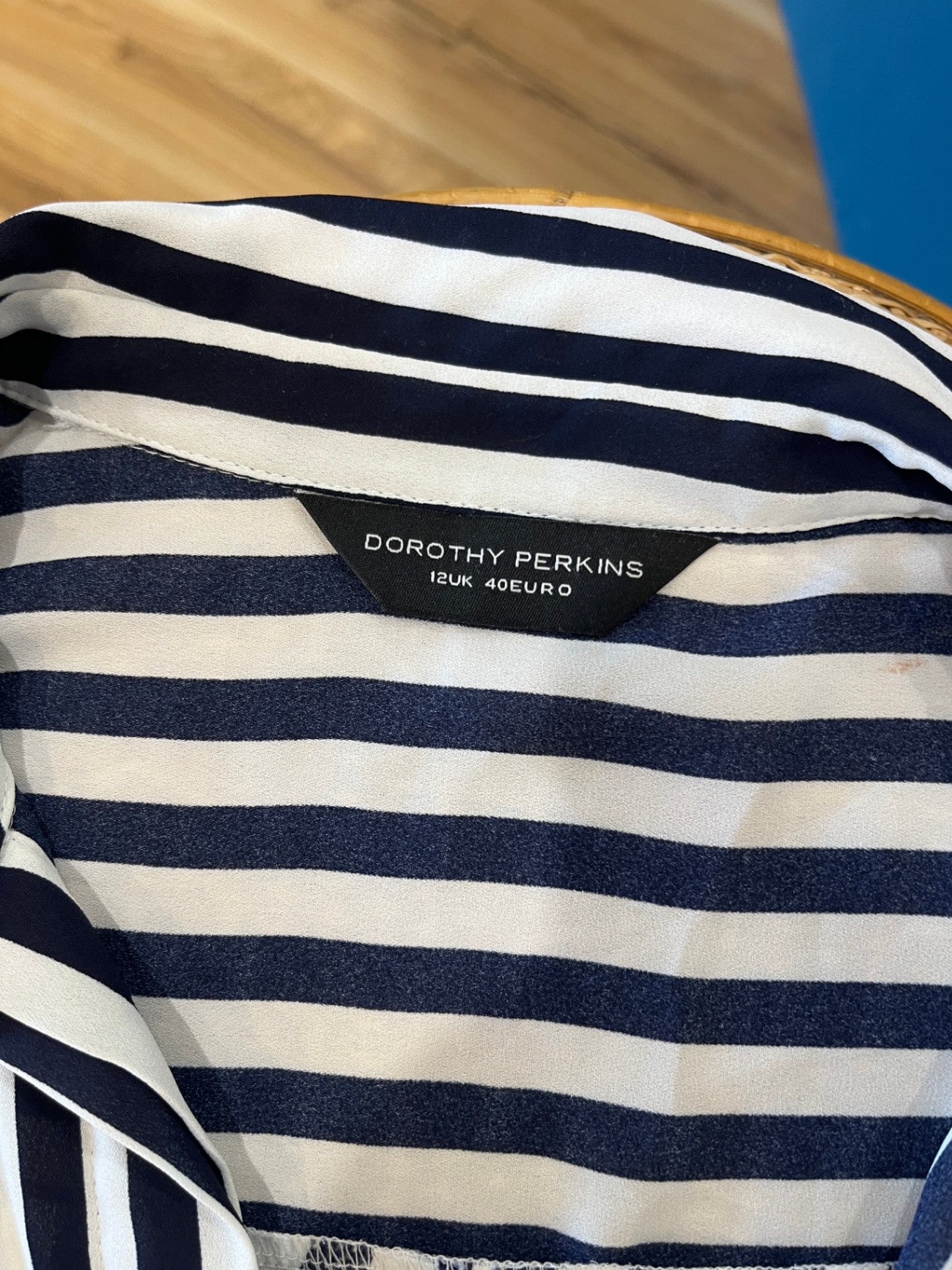 Dorothy Perkins Blouse 12 Navy blue and white