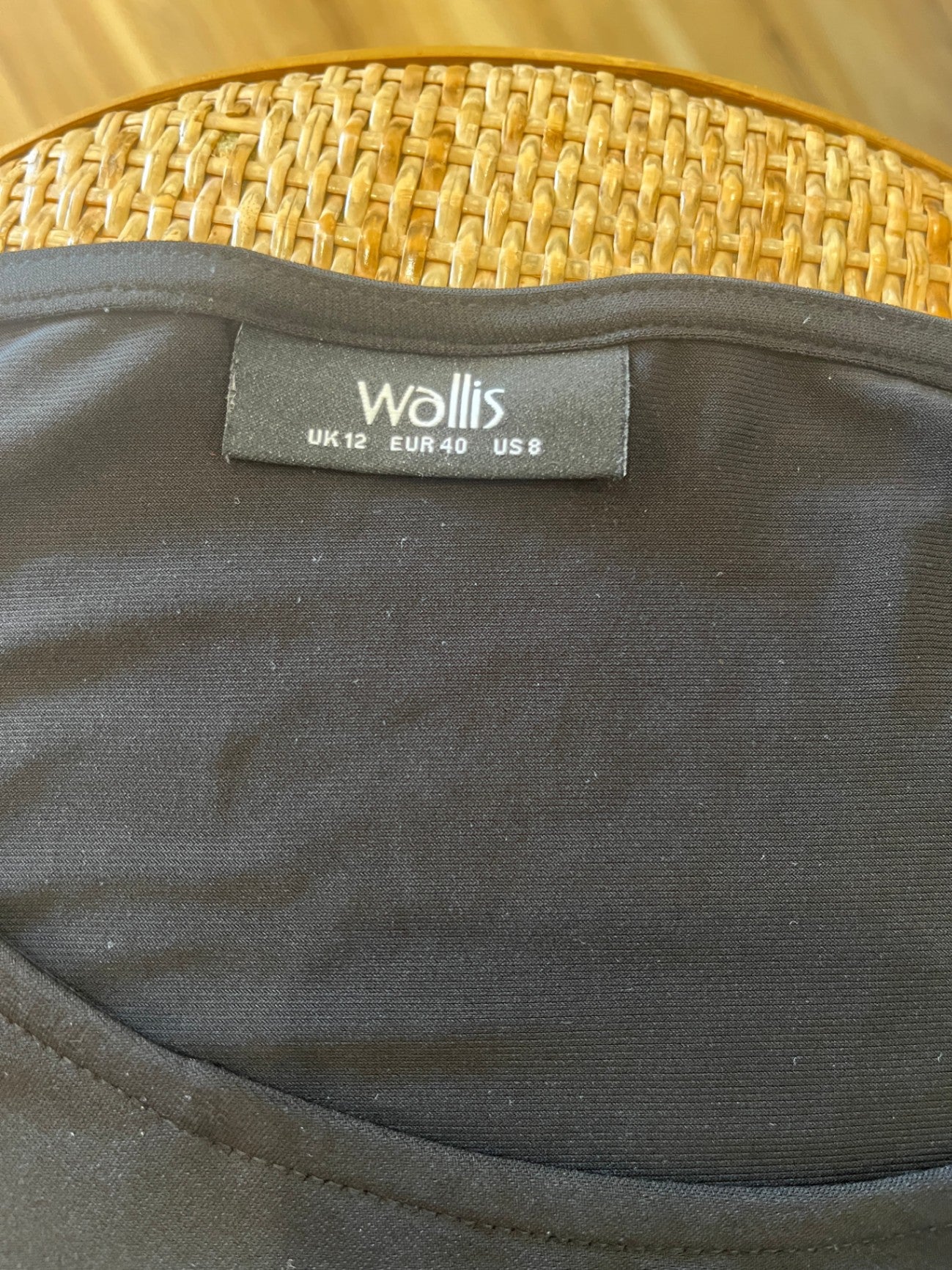 Wallis Top Black with Hip Detailing Size 12