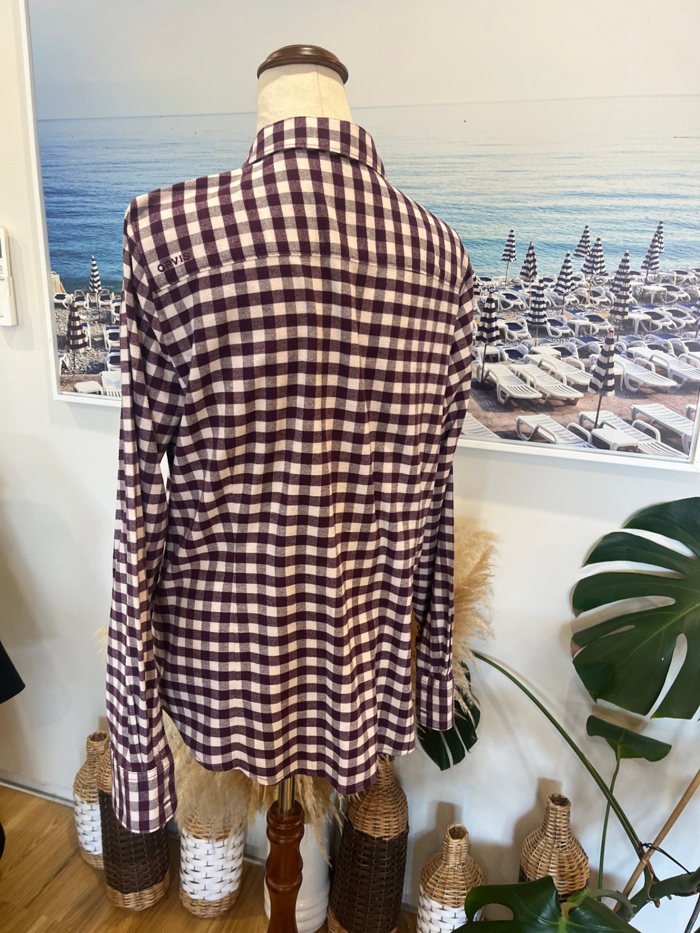 ORVIS Flannel Shirt Plum/Cream Gingnam