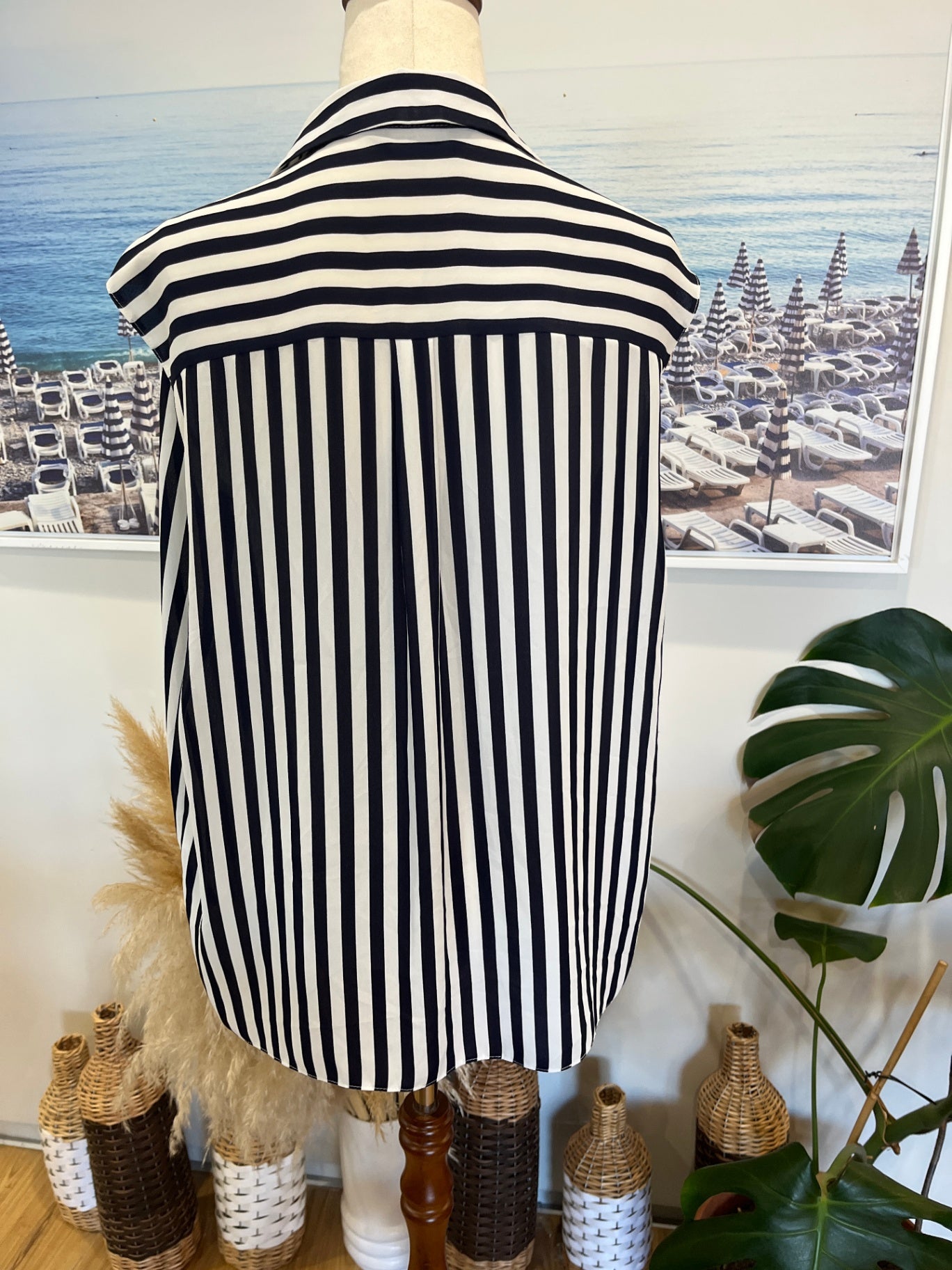 Dorothy Perkins Blouse 12 Navy blue and white