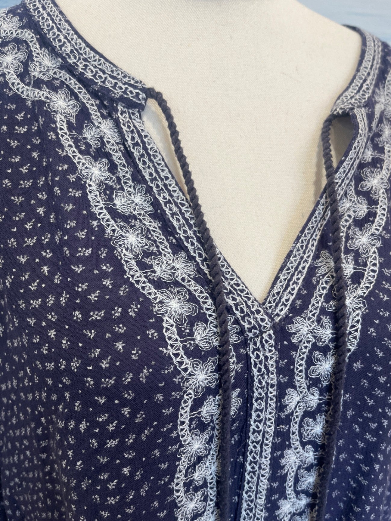 Fat Face Blouse Dark Grey Floral Size 12