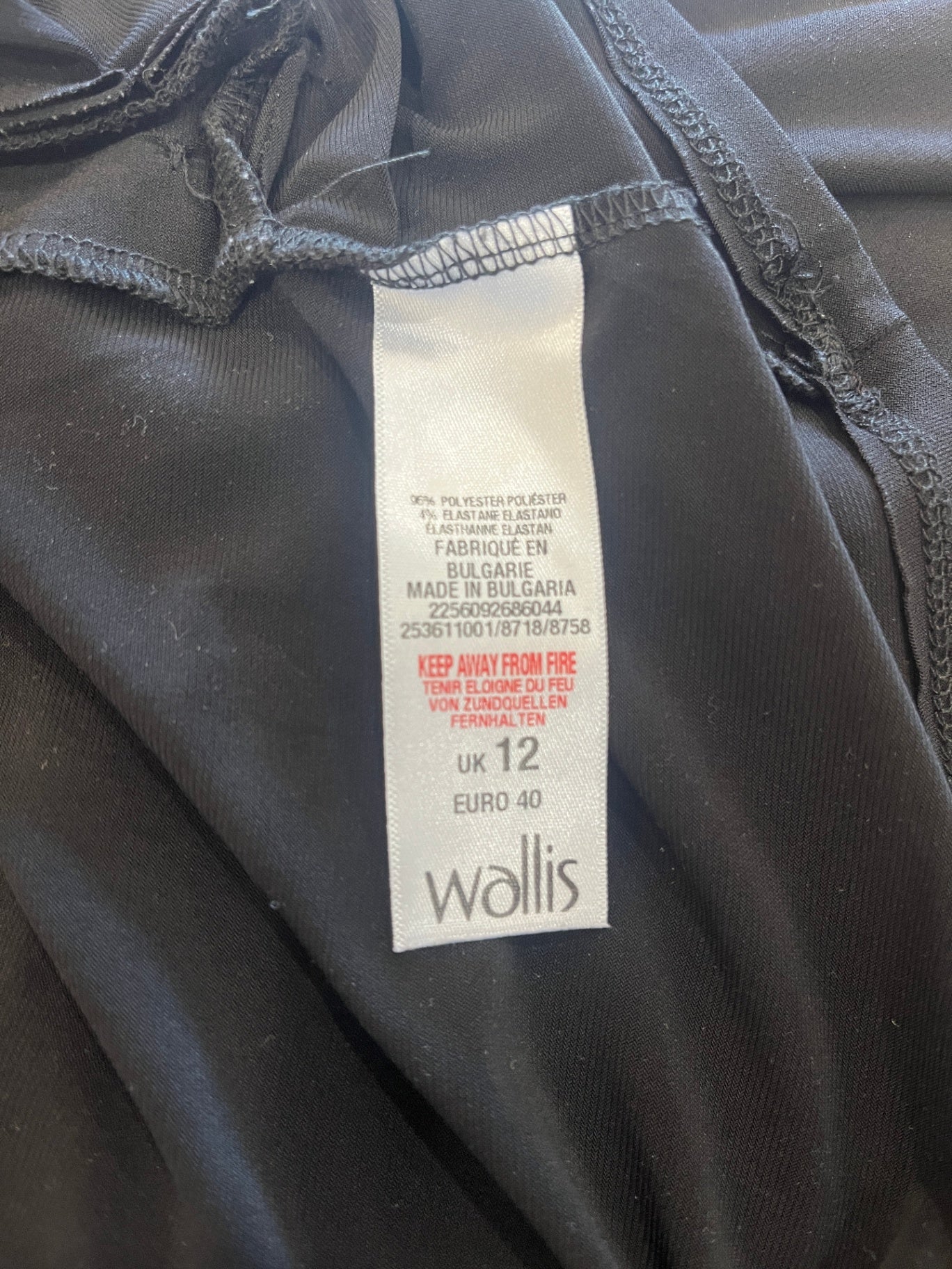 Wallis Top Black with Hip Detailing Size 12