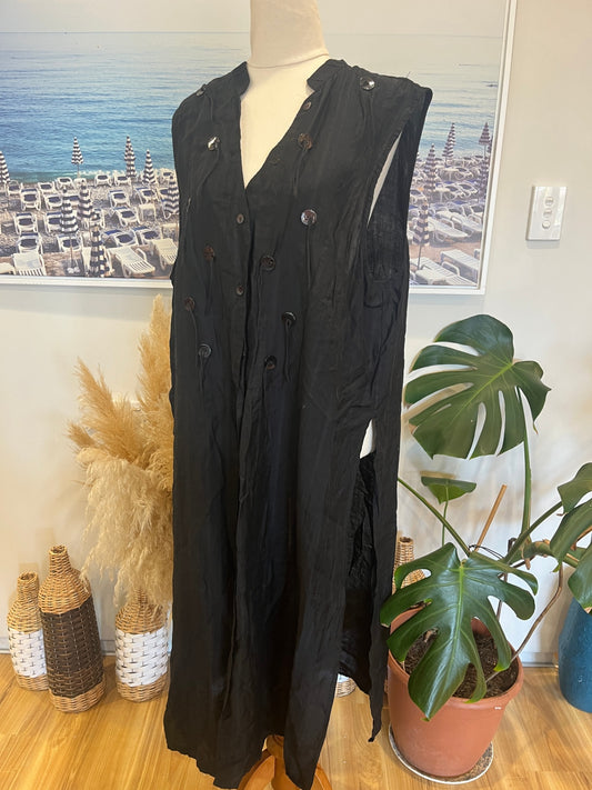 [SALE] Scandals Black Duster Jacket Sleeveless Size 16