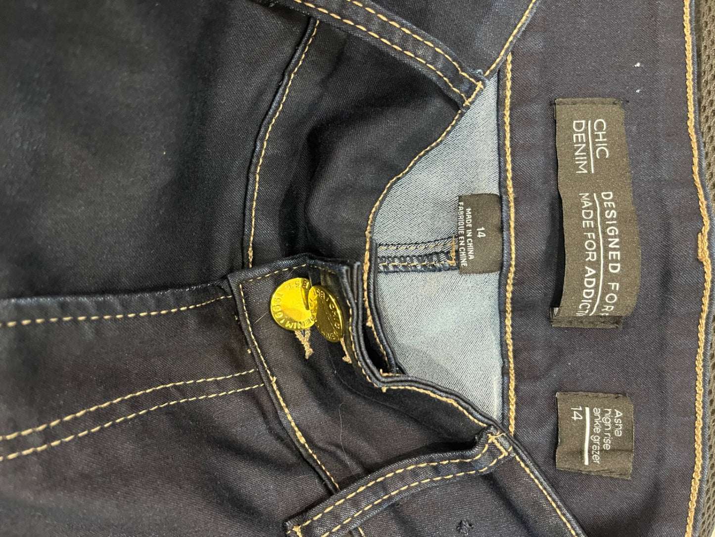 Chic Denim Jeans Dark Blue Size 14