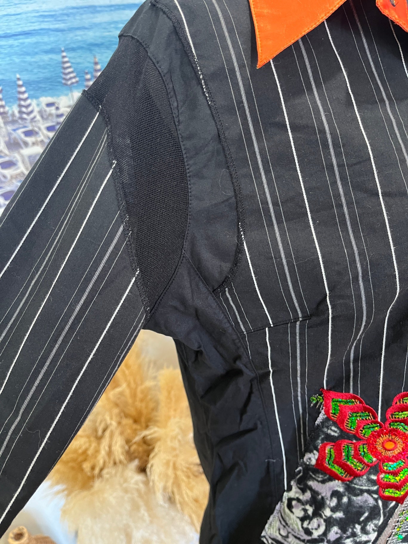 Didier Parakian Shirt Black with Orange Collar