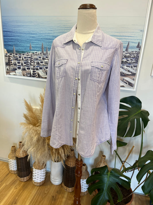 [SALE] Indigo Collection Cowboy Shirt Lavender/Cream