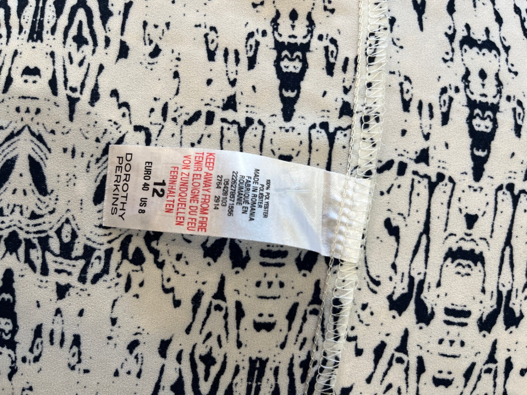 Dorothy Perkins Black and White Blouse Size 12