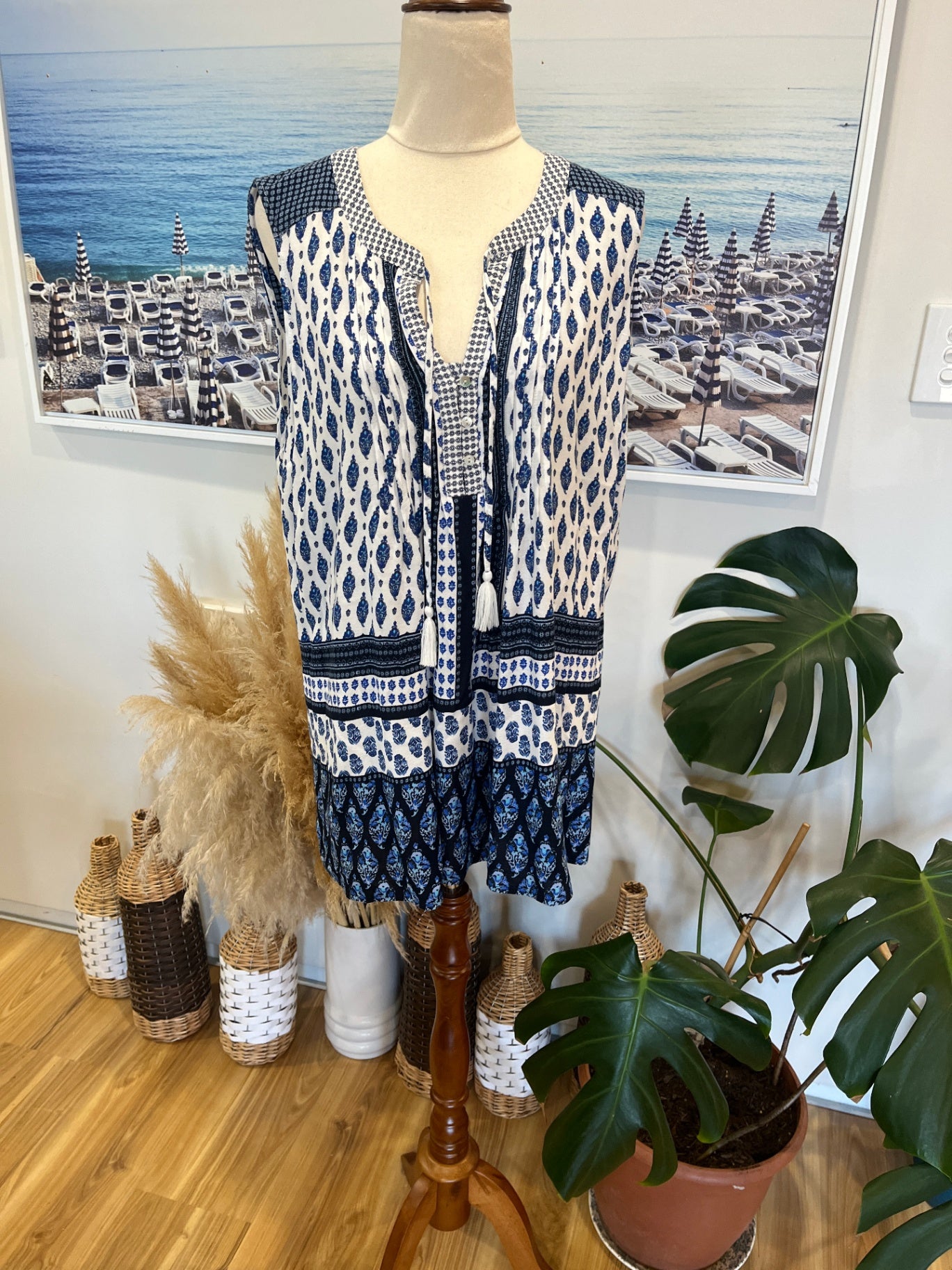 Just Jeans Blue Boho Blouse Size 12 