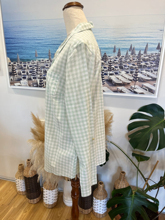 [SALE] M&S Shirt Light Green Checkered Size 12