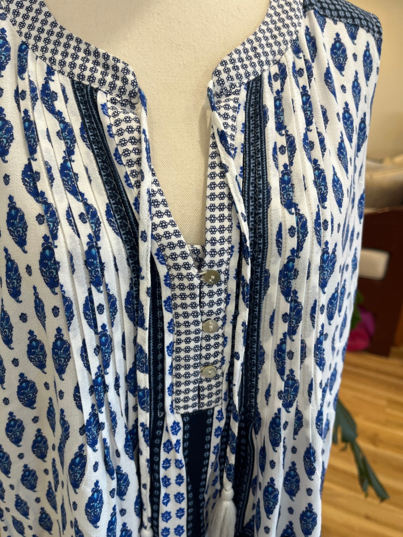 Just Jeans Blue Boho Blouse Size 12 