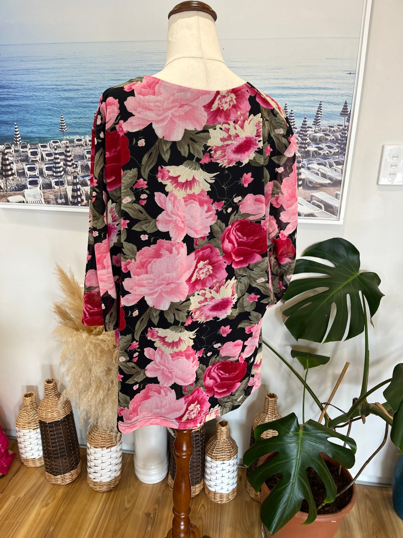 Poppies COLLECTION Top Floral Pink and Black