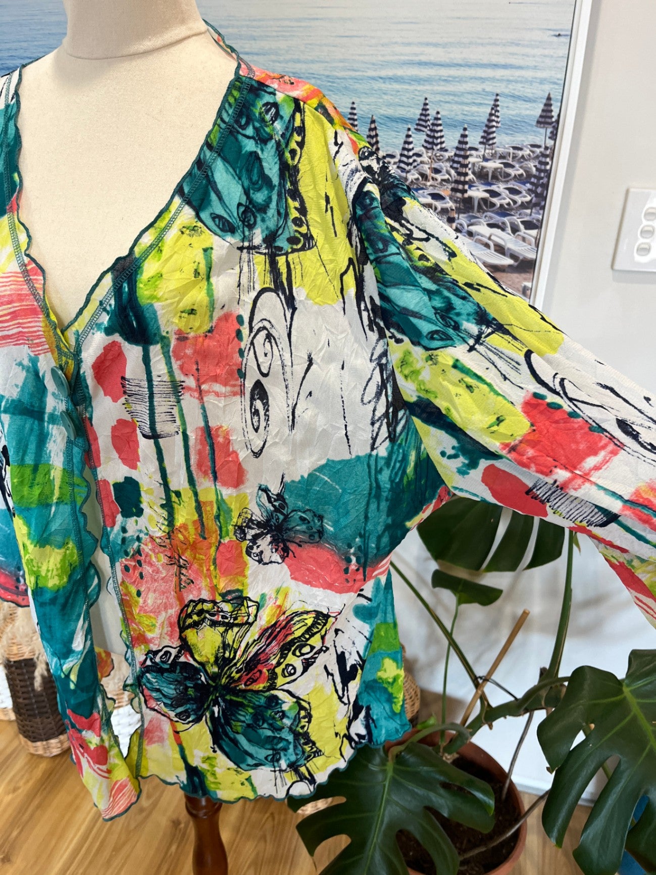 Eaton Top Multicolored with Butterfly Design Size 24