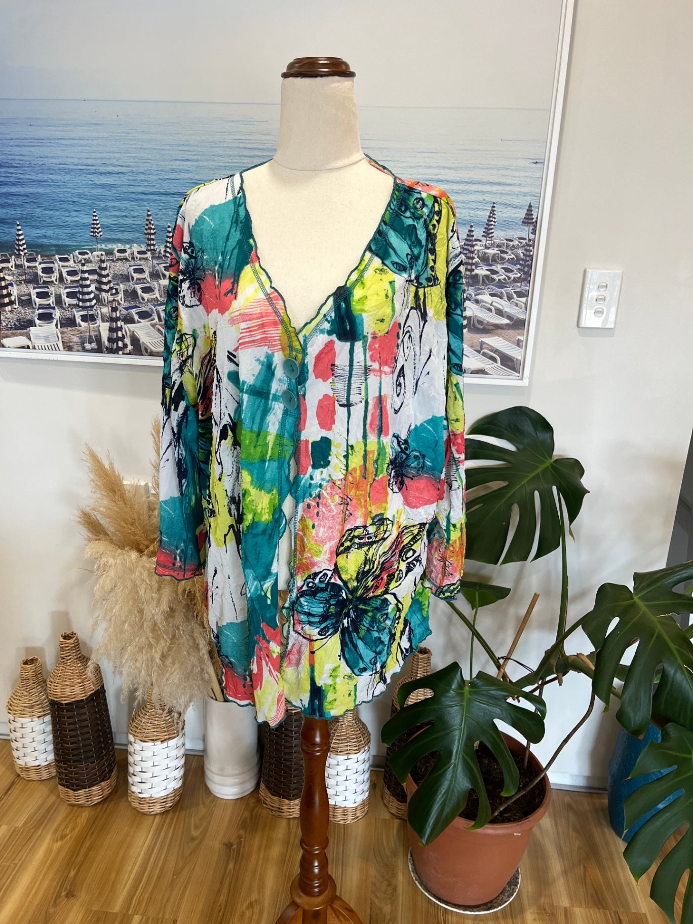 Eaton Top Multicolored with Butterfly Design Size 24