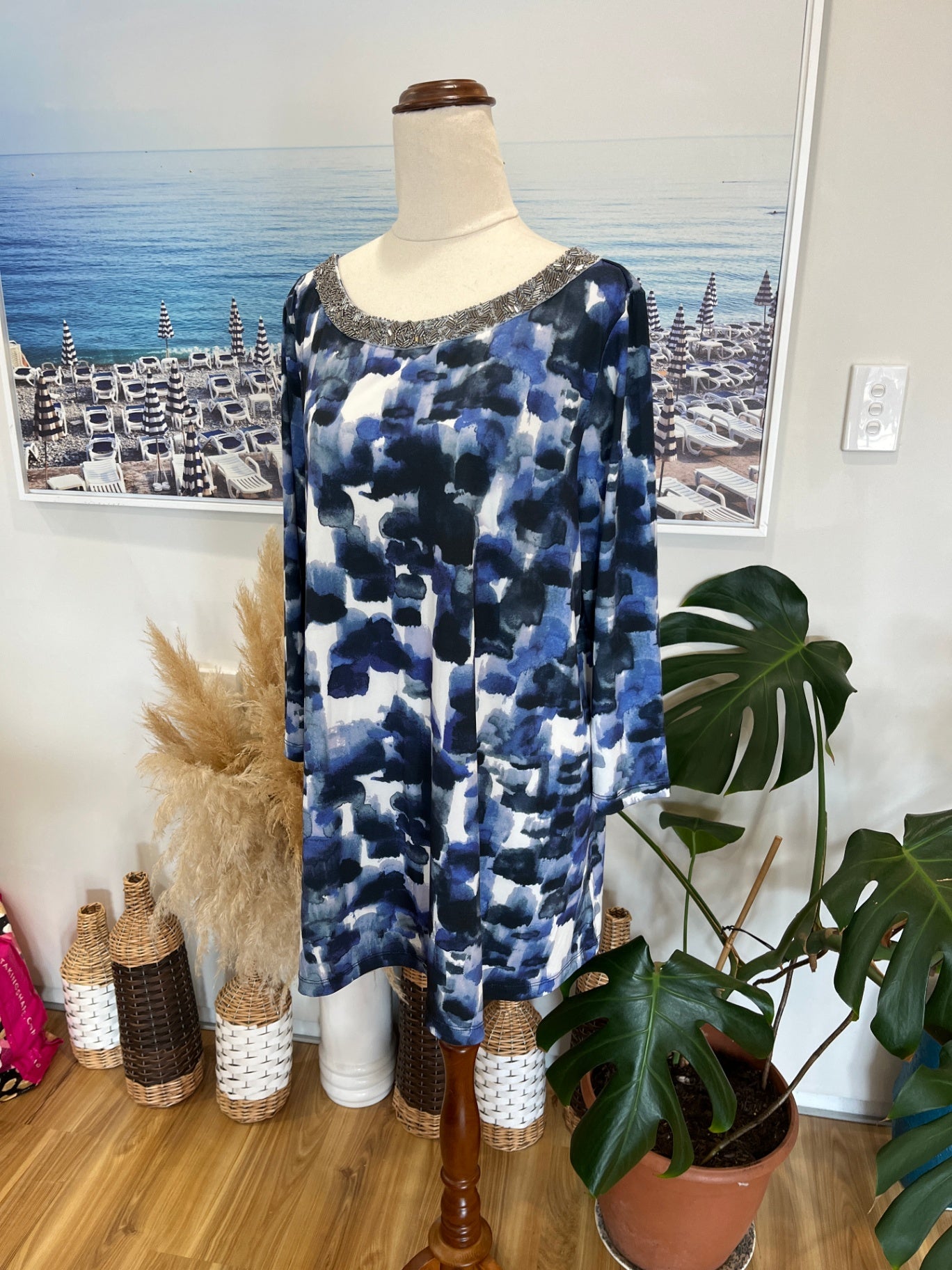 TOGETHER Top Blue and White Size Large