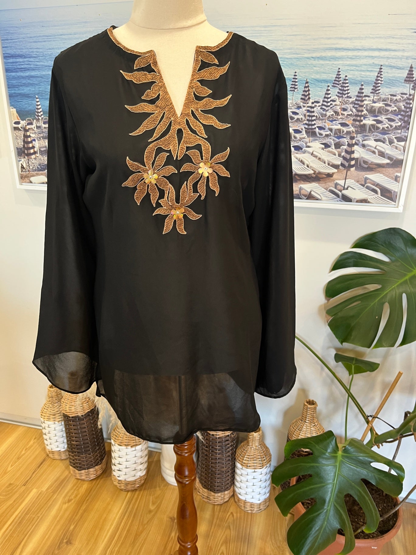 Miraj Black Chiffon Top