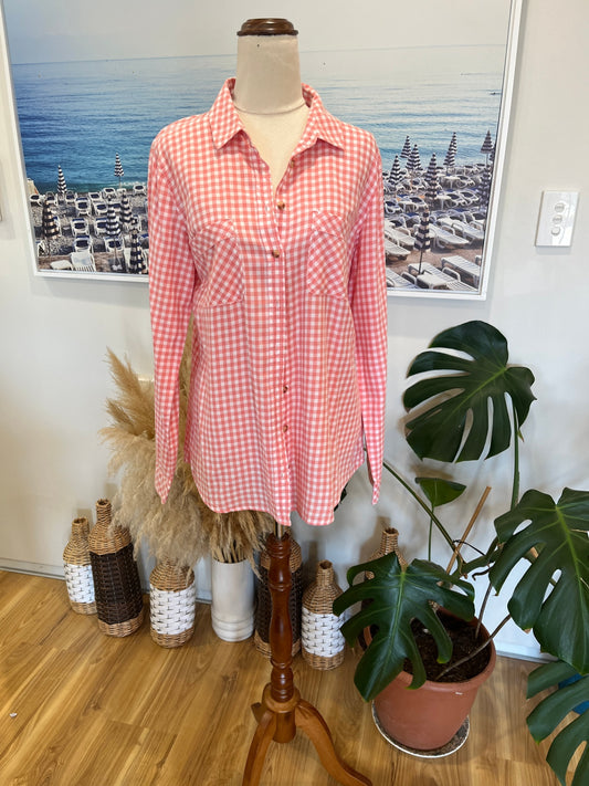 [SALE] M&S Collection Shirt 12 Pink and White