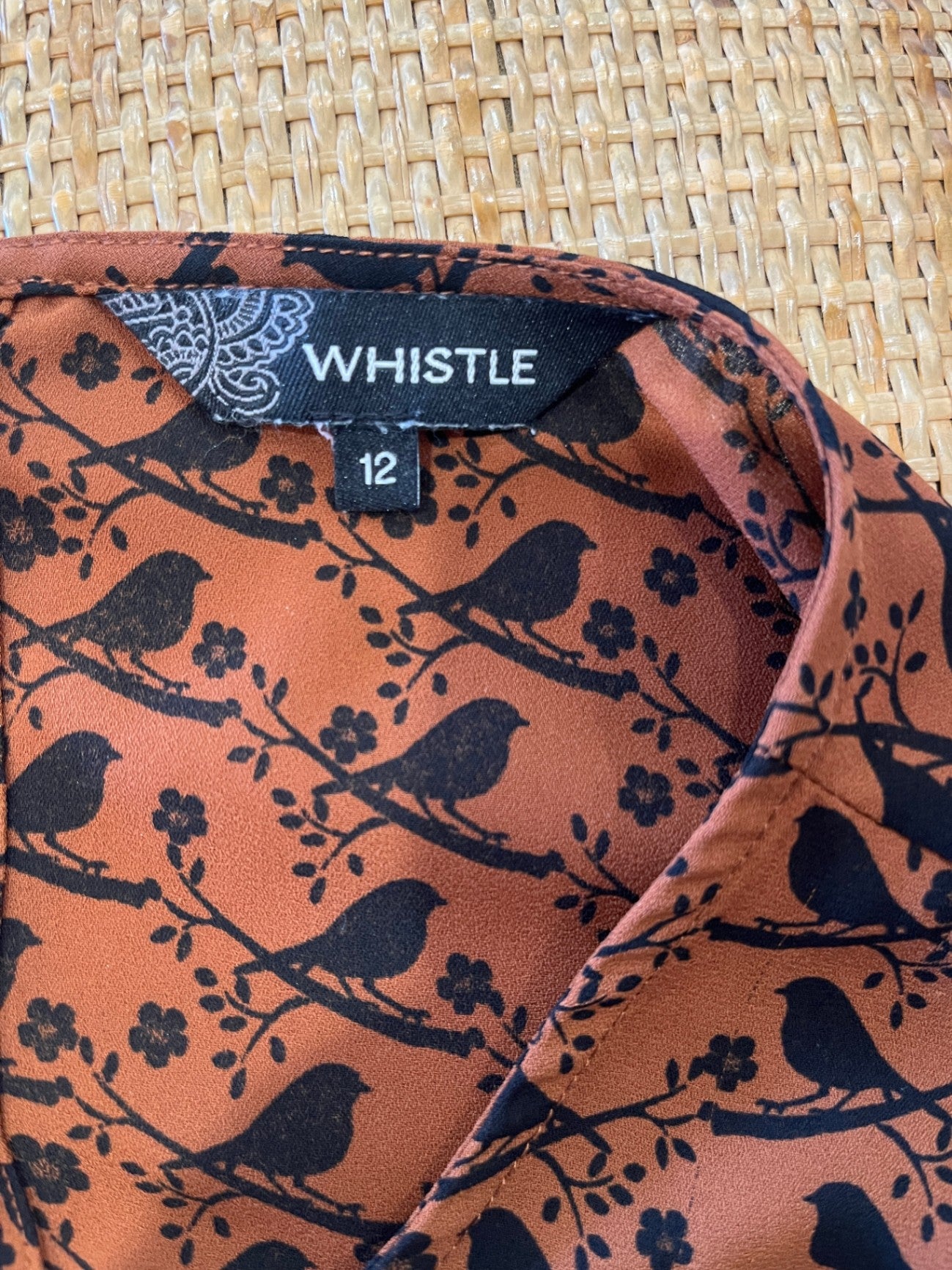 Whistle Blouse Brown with Black pattern Size 12