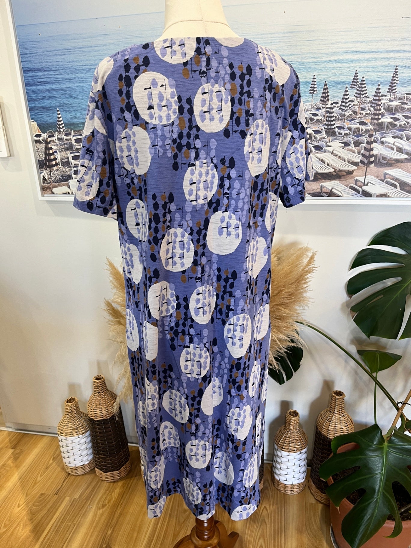 White Stuff Dress Blue and White Print Size 14