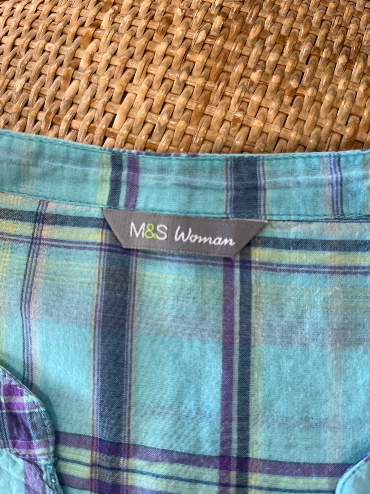 M&S Aqua Purple Shirt Size 12