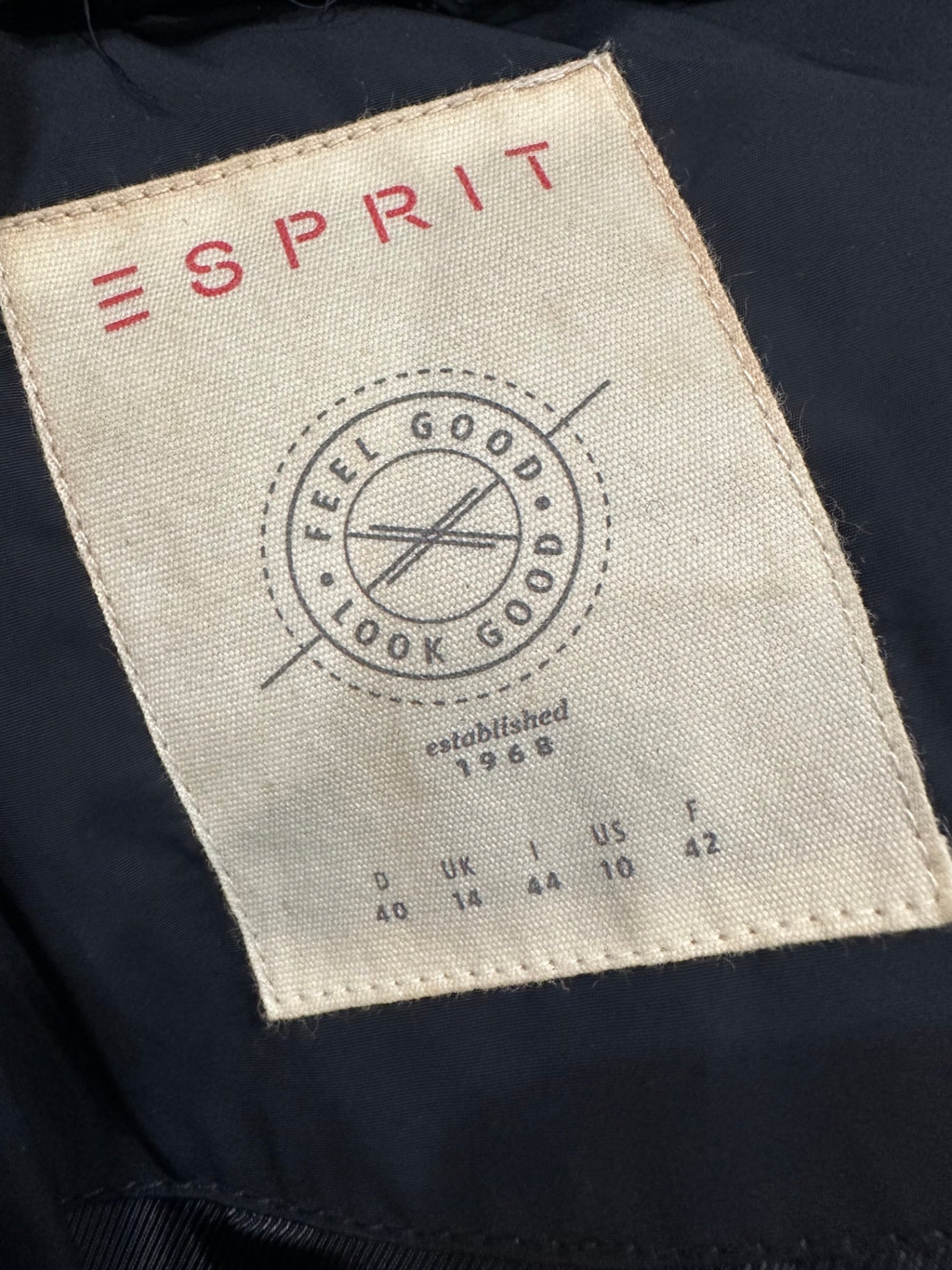Esprit Navy Puffer Jacket Size 14 