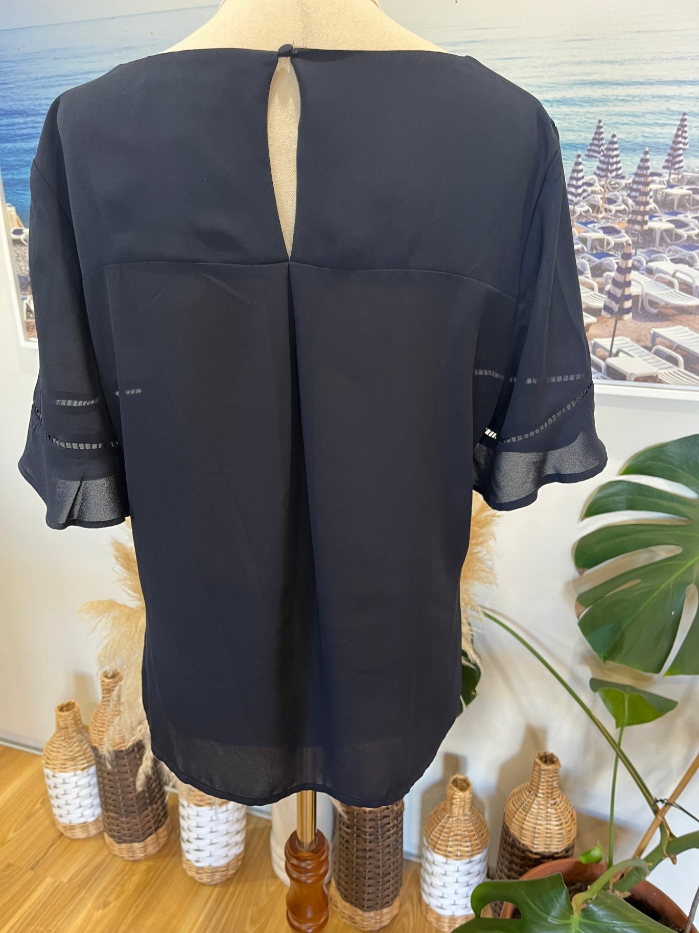 JACQUIE Navy Blouse Size 12