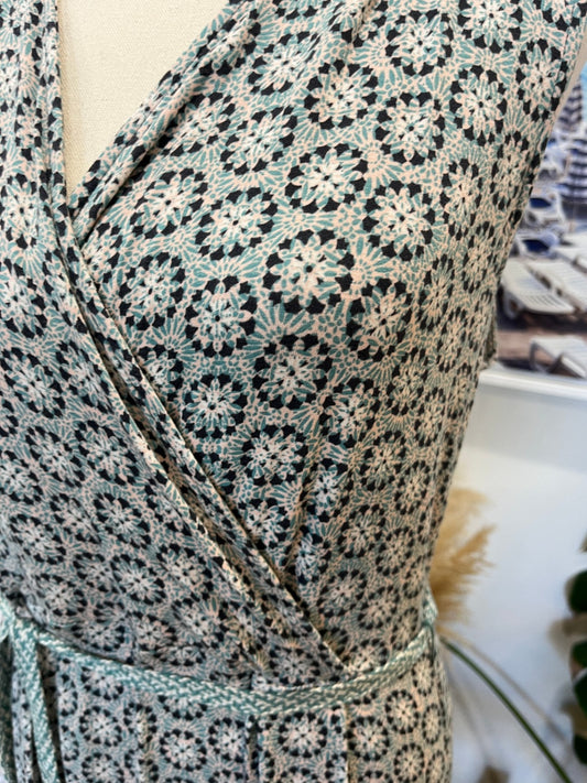 White Stuff Dress Aqua Boho Design Size 14