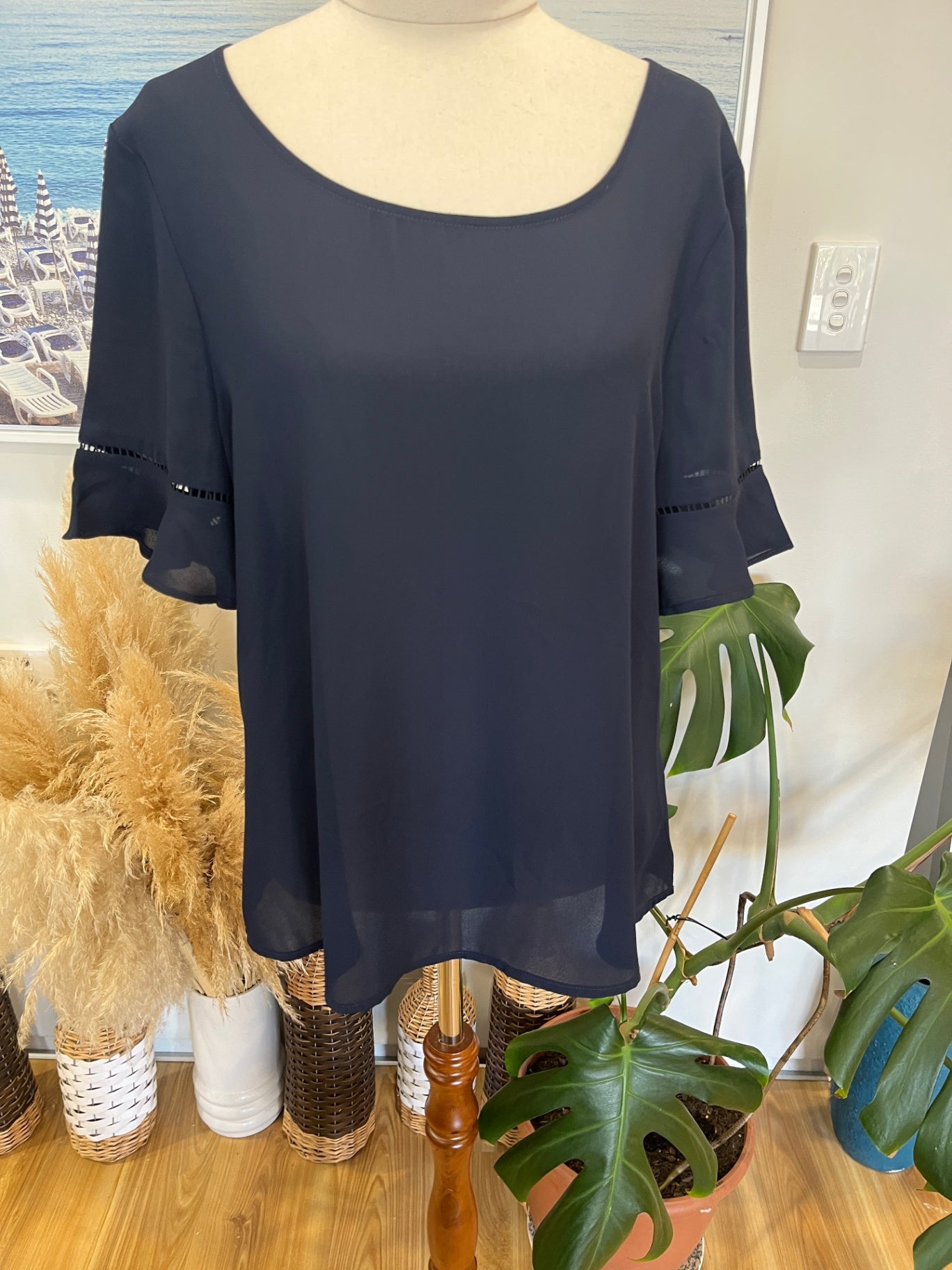 JACQUIE Navy Blouse Size 12