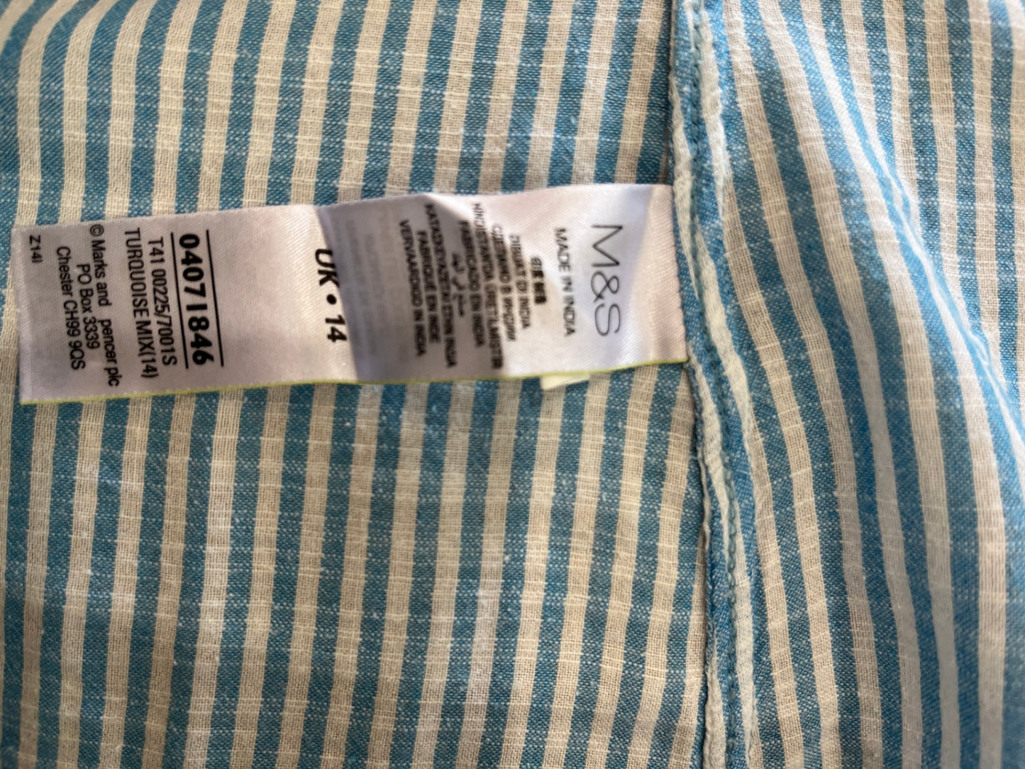 M&S Woman Shirt with Blue and White Stripes Size 14