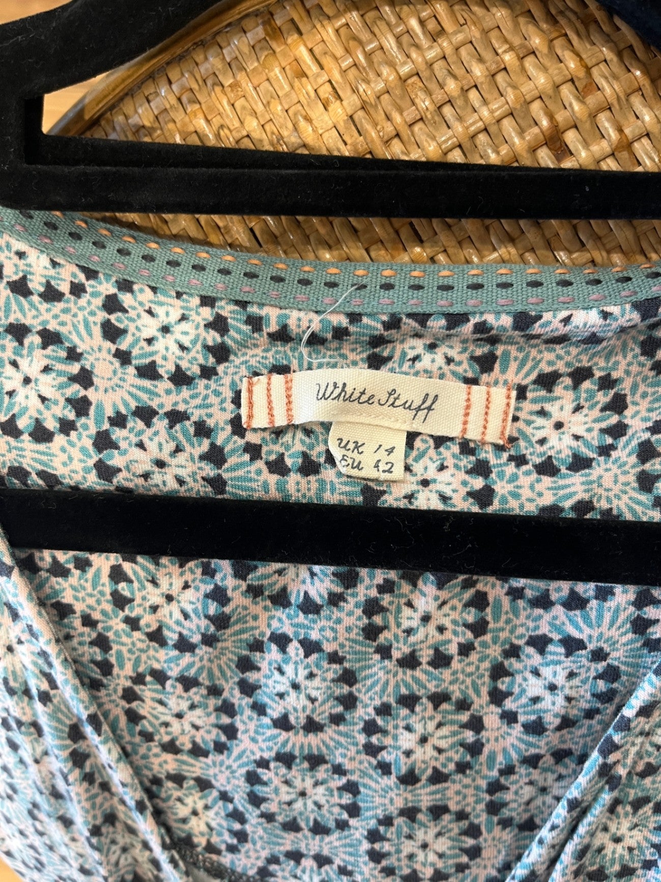 White Stuff Dress Aqua Boho Design Size 14