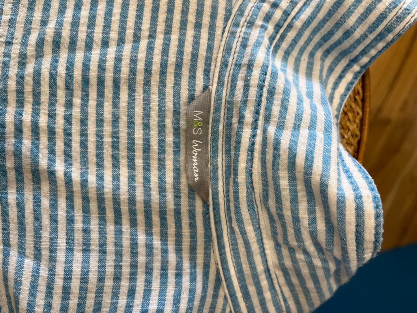 M&S Woman Shirt with Blue and White Stripes Size 14