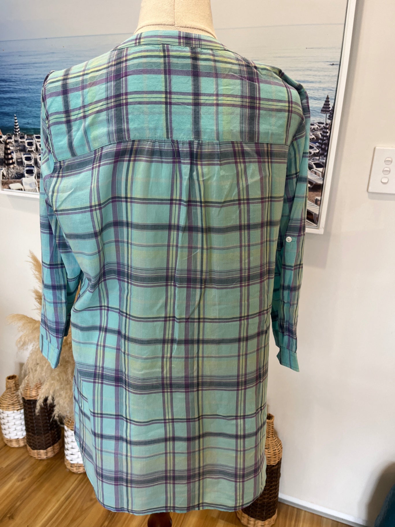 M&S Aqua Purple Shirt Size 12