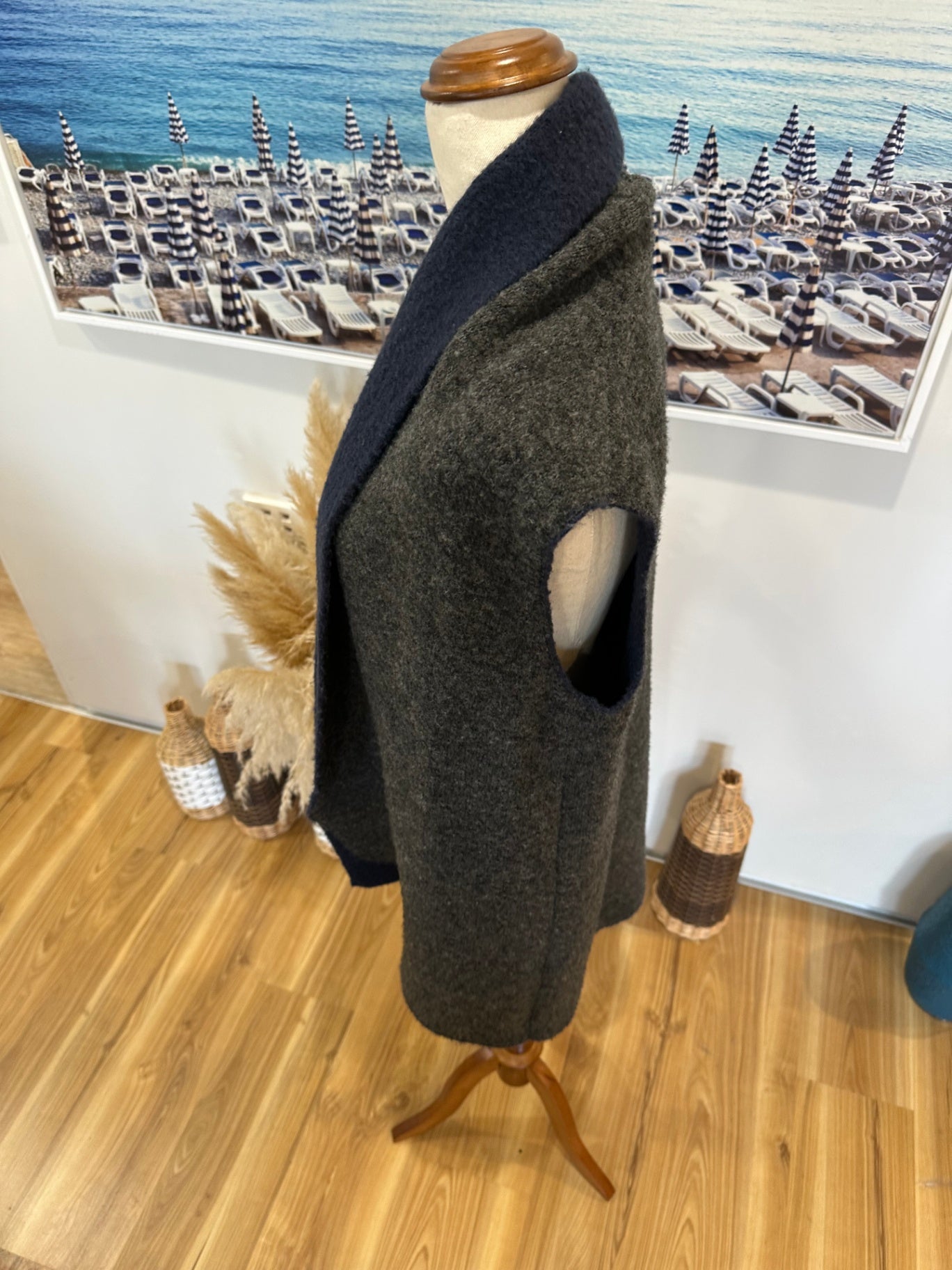 Grey and Navy Blue Vest